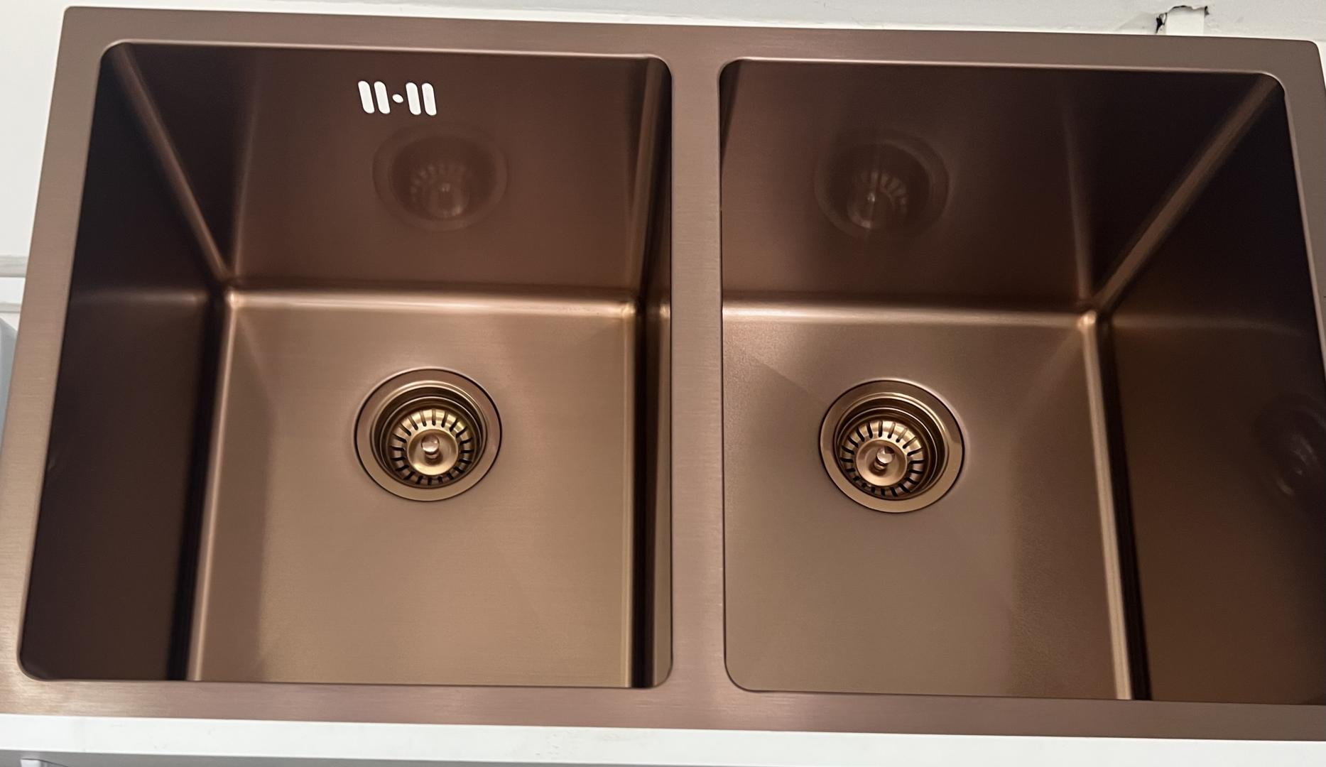 DOUBLE CUVE INOX COULEUR OR ROSE